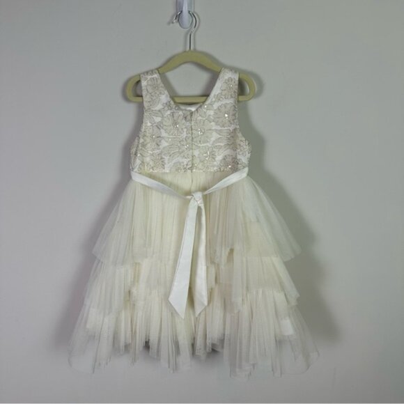 American Princess Floral Stitch Tiered Tulle Rhinestone Girls Dress Size 6 - Picture 5 of 12